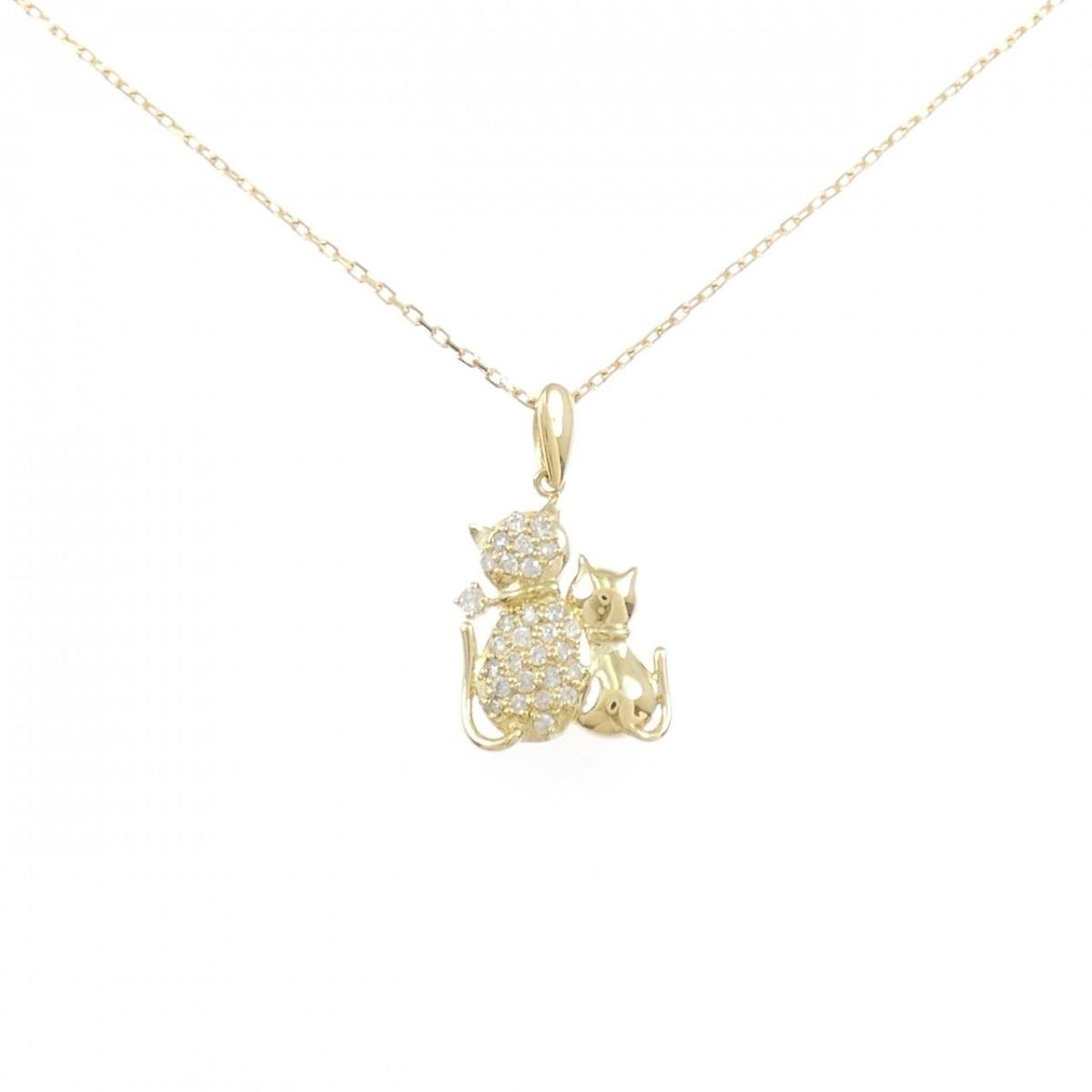 K18YG キャット ダイヤモンド ネックレス 0.18CT【中古】