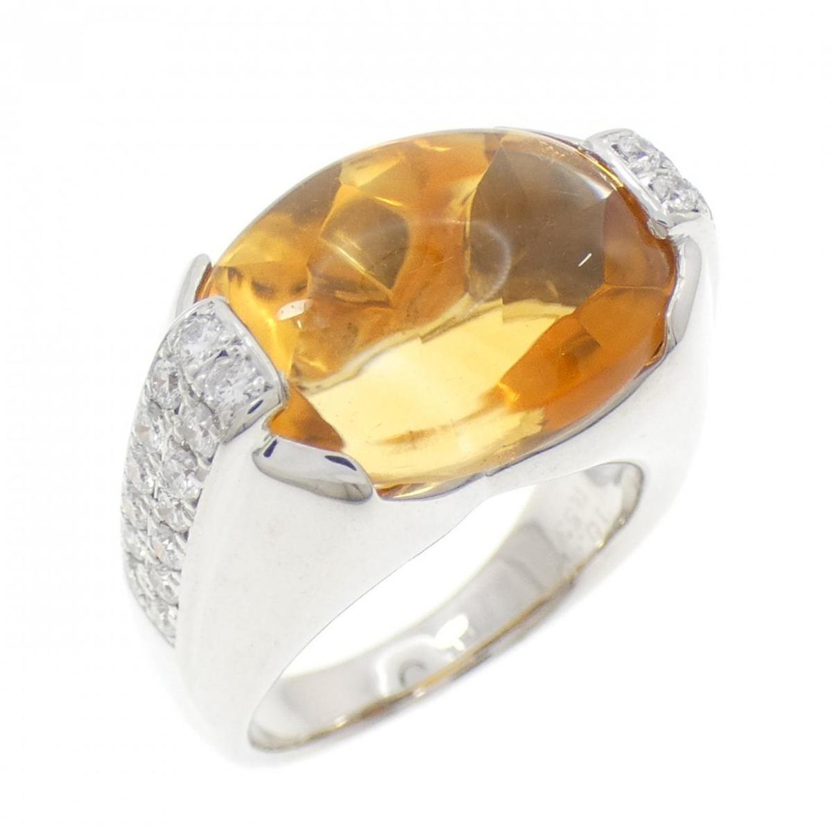 K18WG シトリン リング 10.40CT【中古】