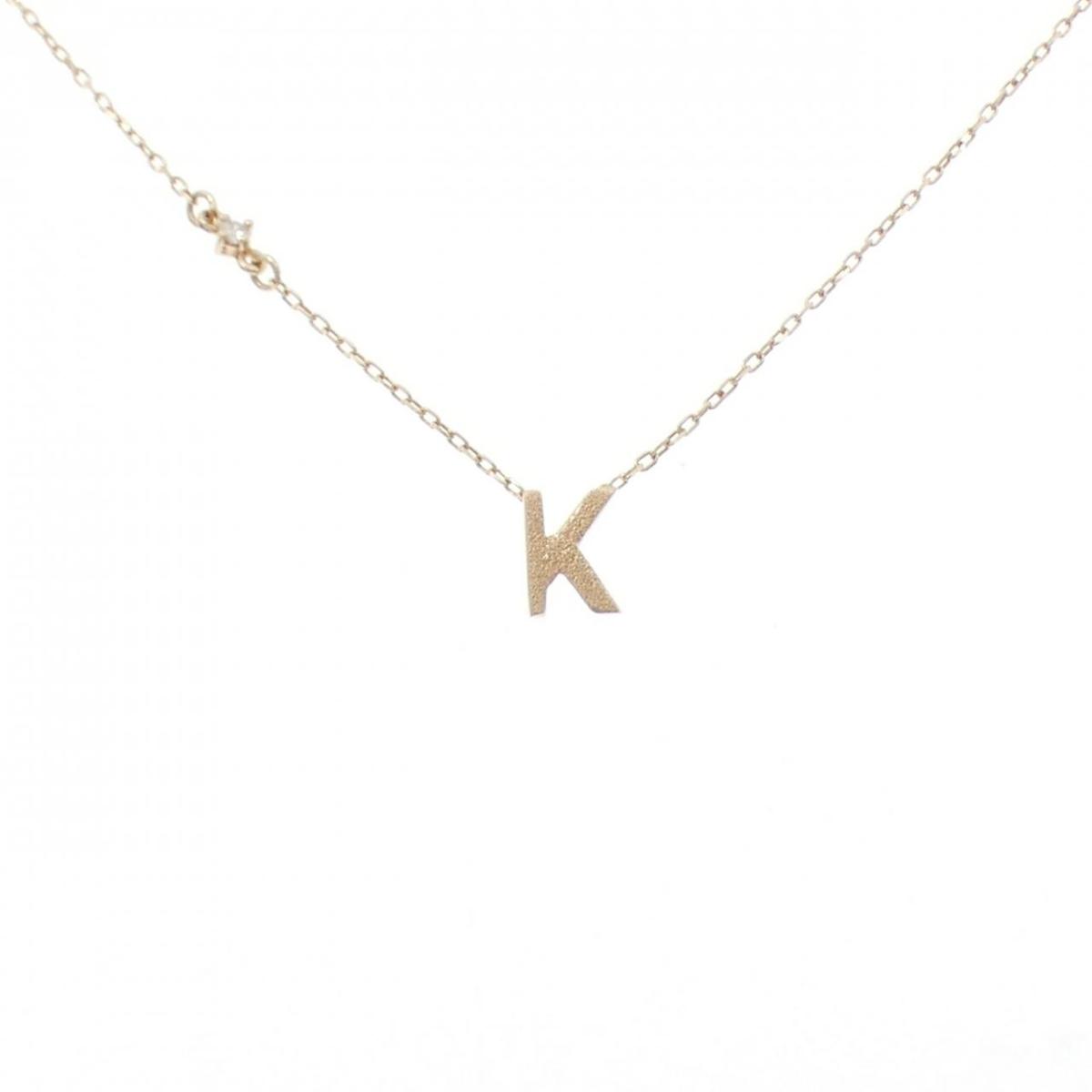 K10YG イニシャルK ダイヤモンド ネックレス【中古】