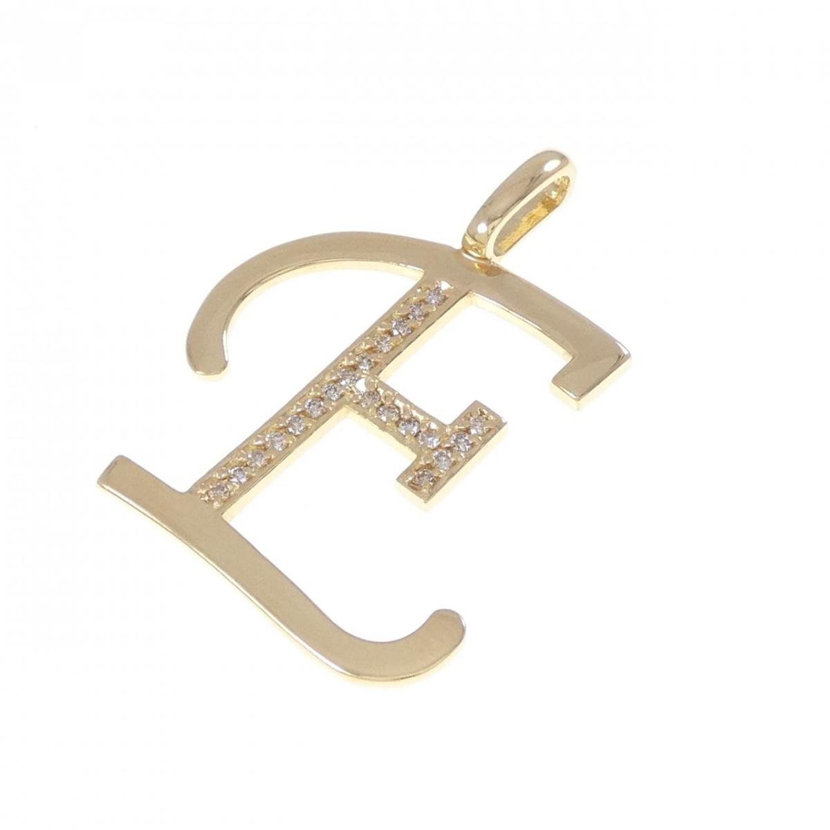 K18YG イニシャルE ダイヤモンド ペンダント 0.14CT【中古】