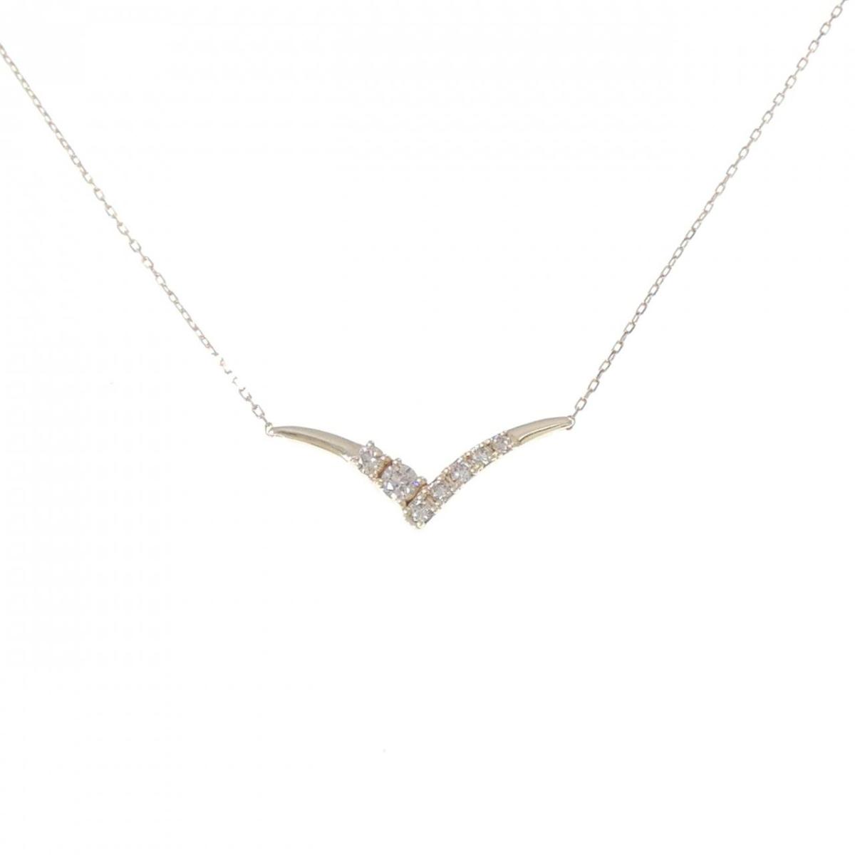 K10YG ダイヤモンド ネックレス 0.14CT【中古】