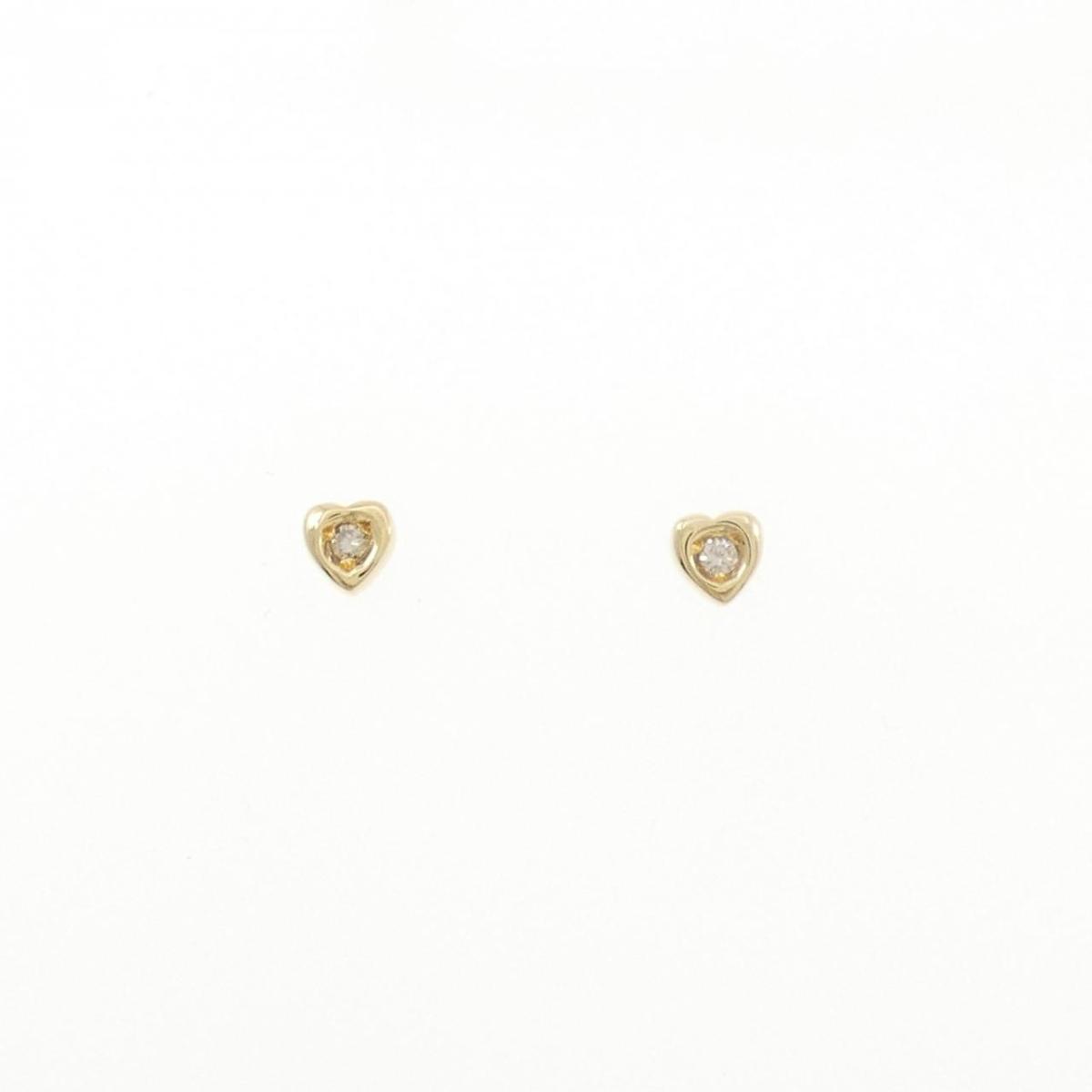 K18YG ハート ダイヤモンド ピアス【中古】
