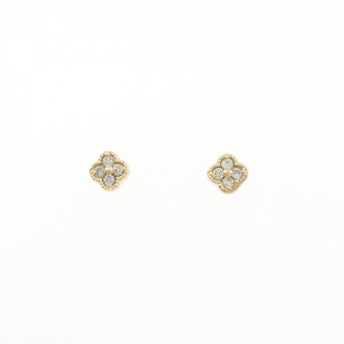K18YG フラワー ダイヤモンド ピアス 0.10CT【中古】