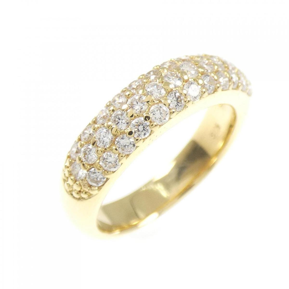 K18YG パヴェ ダイヤモンド ピンキー リング 0.40CT【中古】