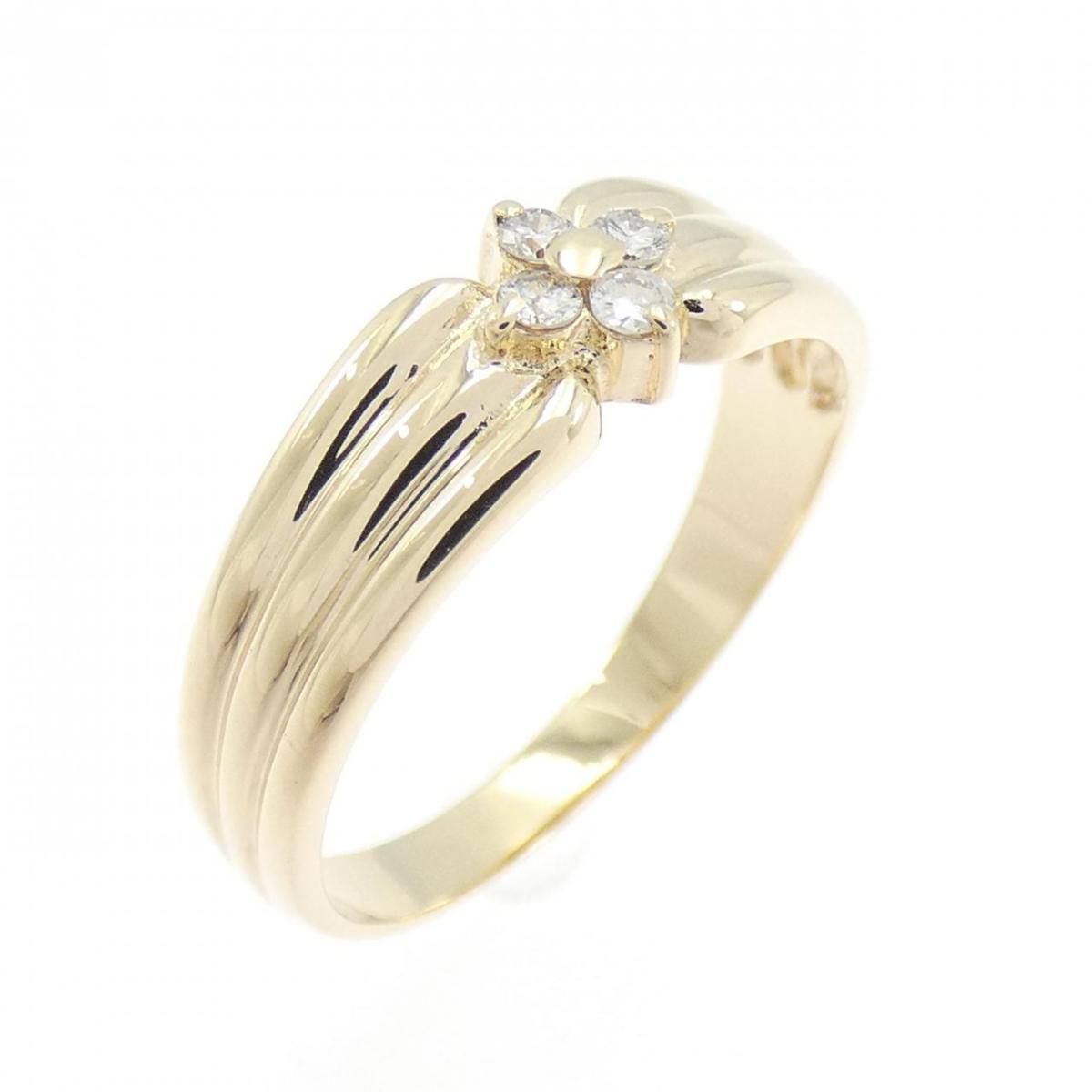 K10YG フラワー ダイヤモンド リング 0.06CT【中古】