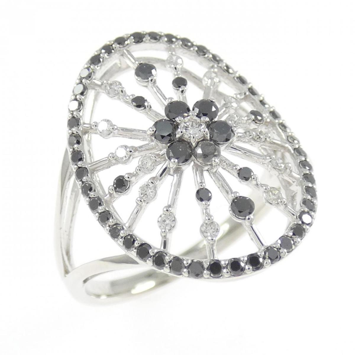 K18WG フラワー ダイヤモンド リング 0.56CT【中古】