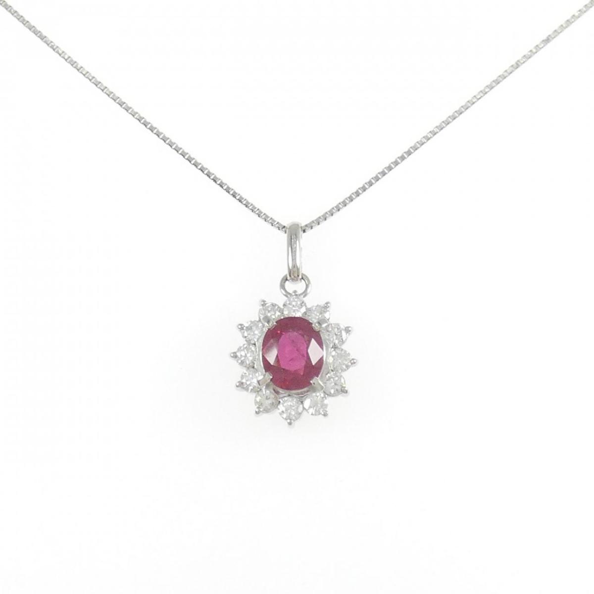 PT900/PT850 ルビー ネックレス 1.30CT【中古】