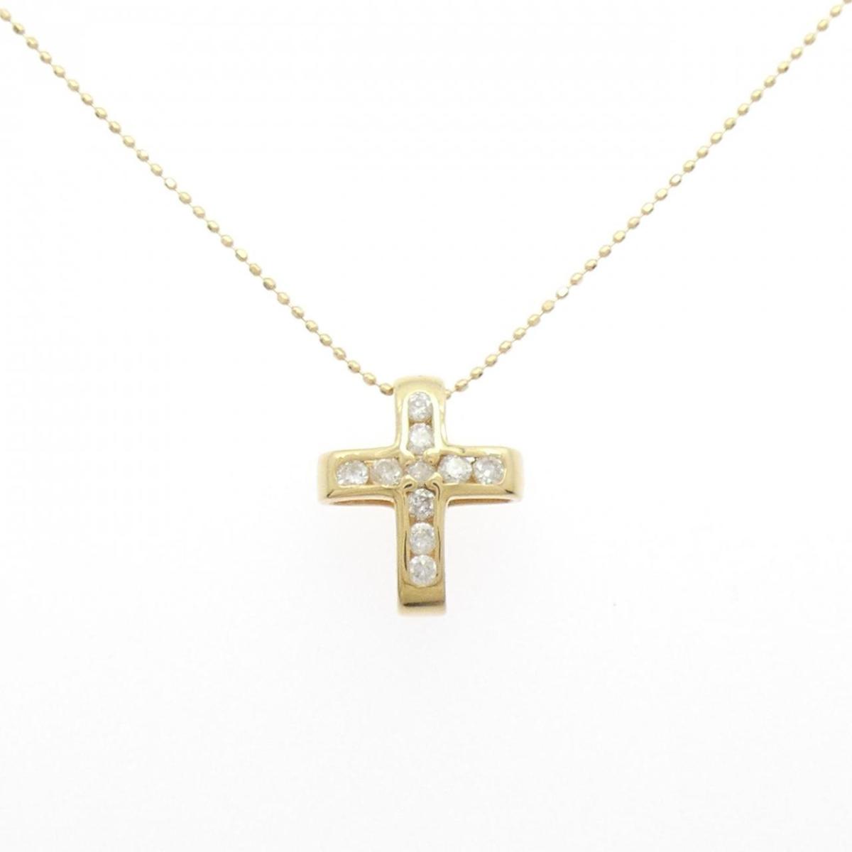 K18YG クロス ダイヤモンド ネックレス 0.30CT【中古】