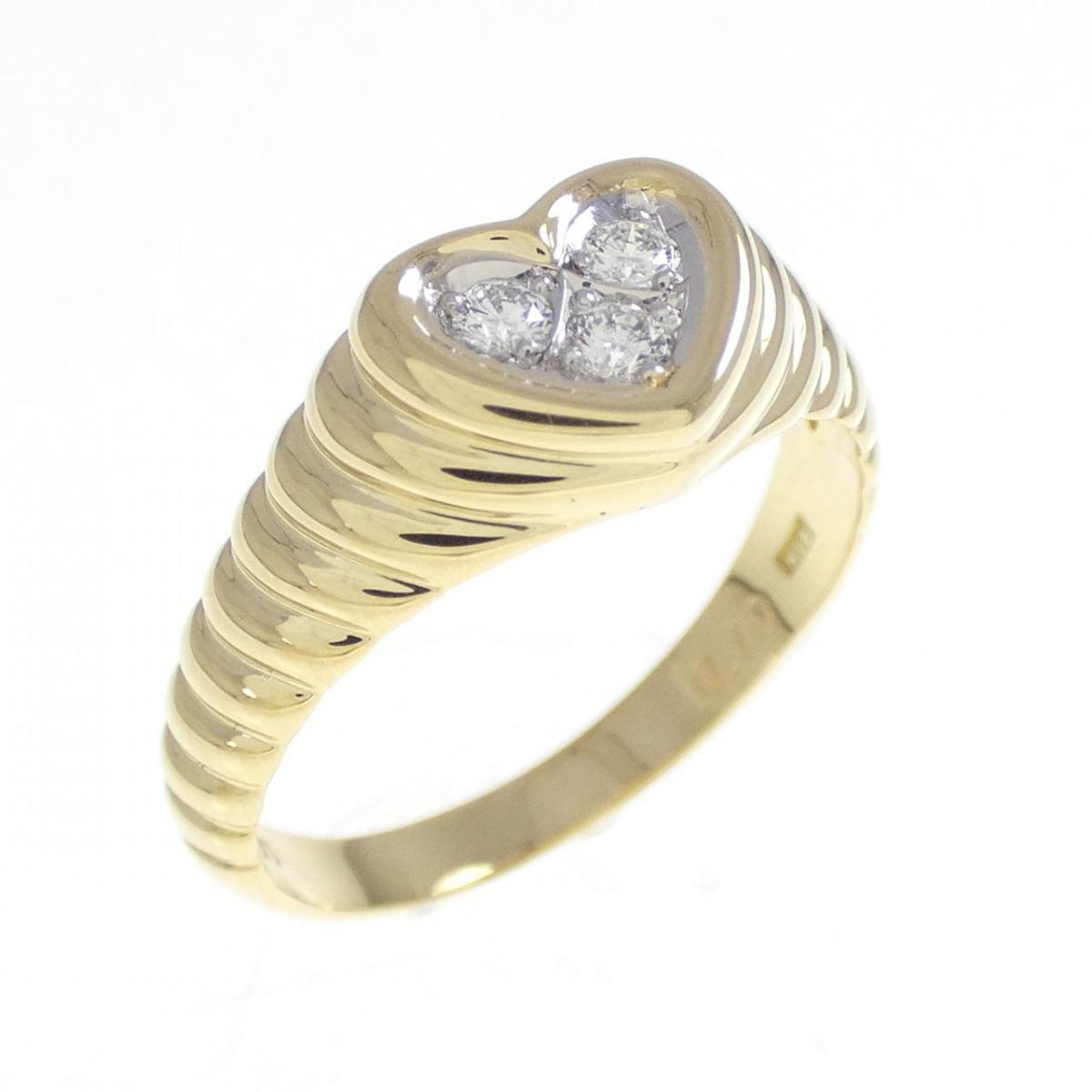 K18YG/PT900 ハート ダイヤモンド リング 0.10CT【中古】