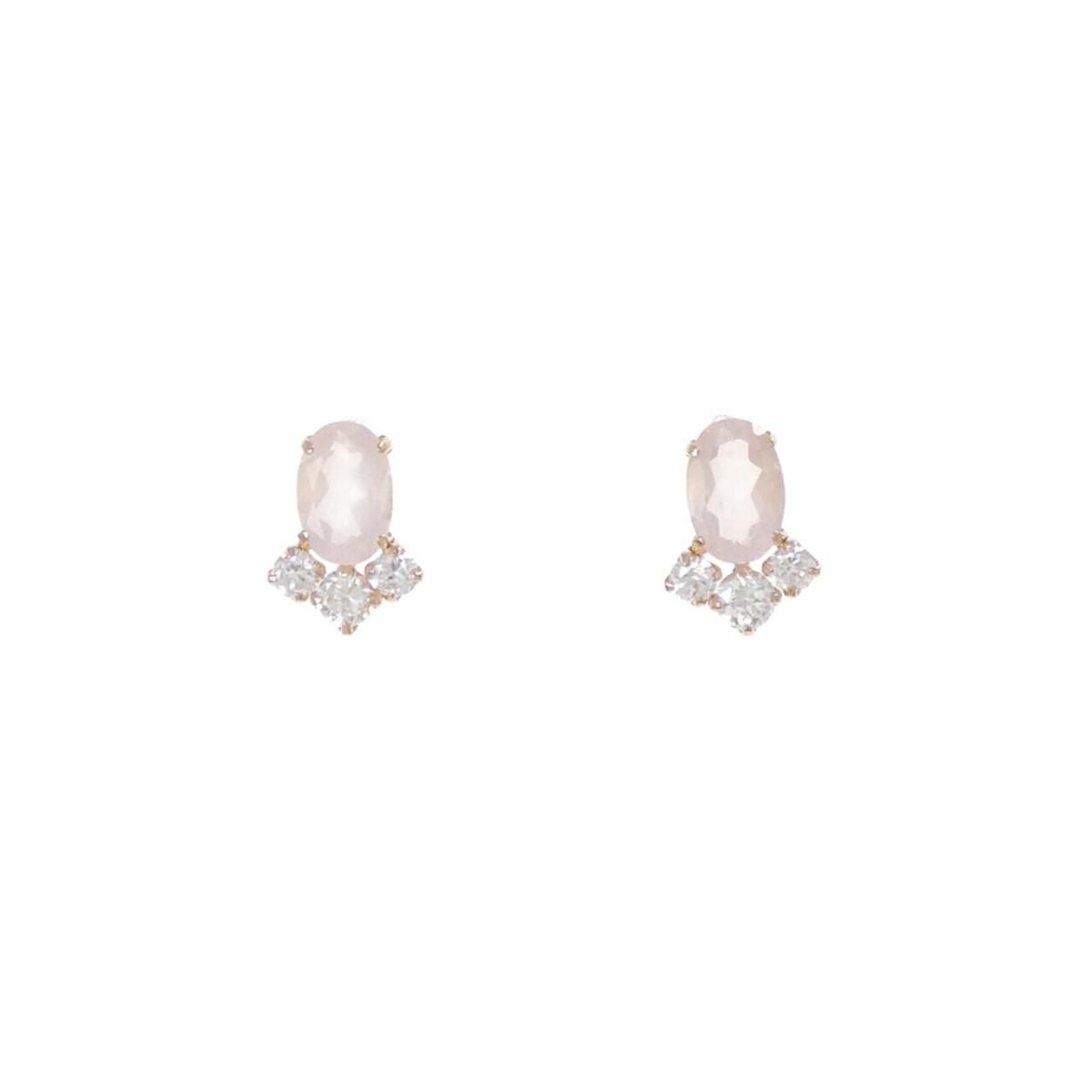 K18PG ローズクオーツ ピアス【中古】