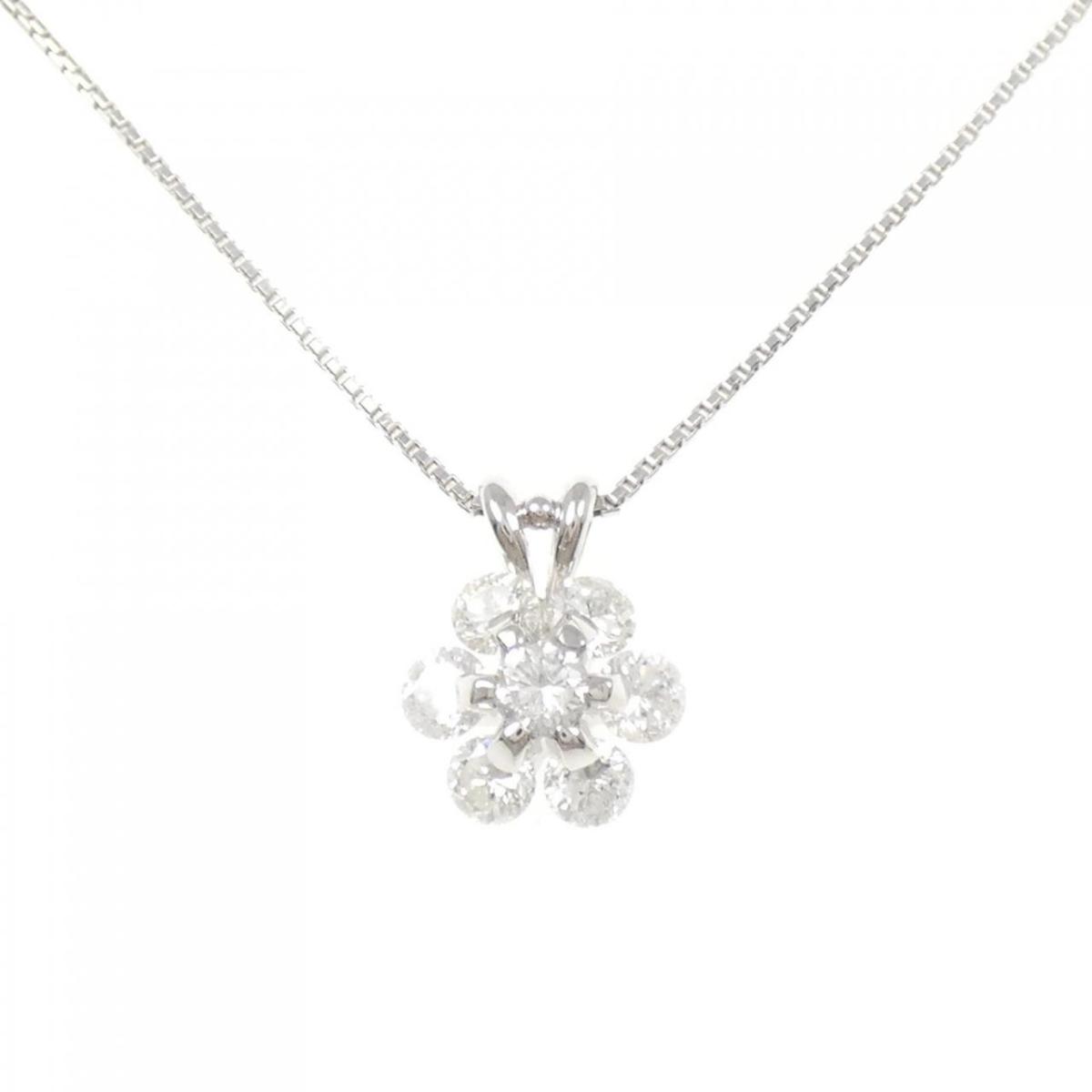 PT900/PT850 フラワー ダイヤモンド ネックレス 1.00CT【中古】 100,300円