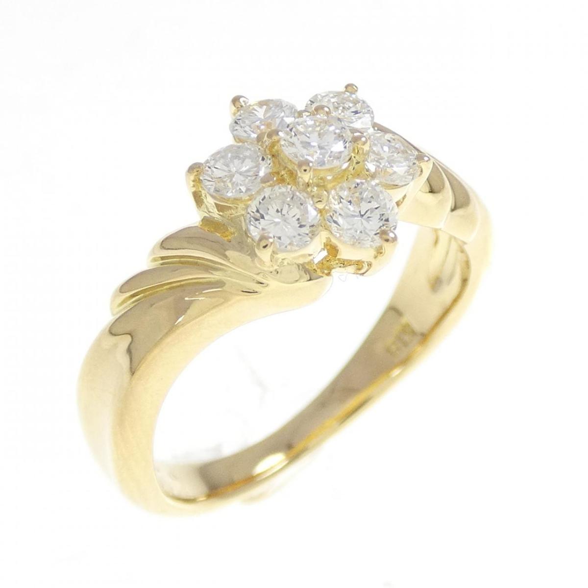 K18YG フラワー ダイヤモンド リング 0.50CT【中古】