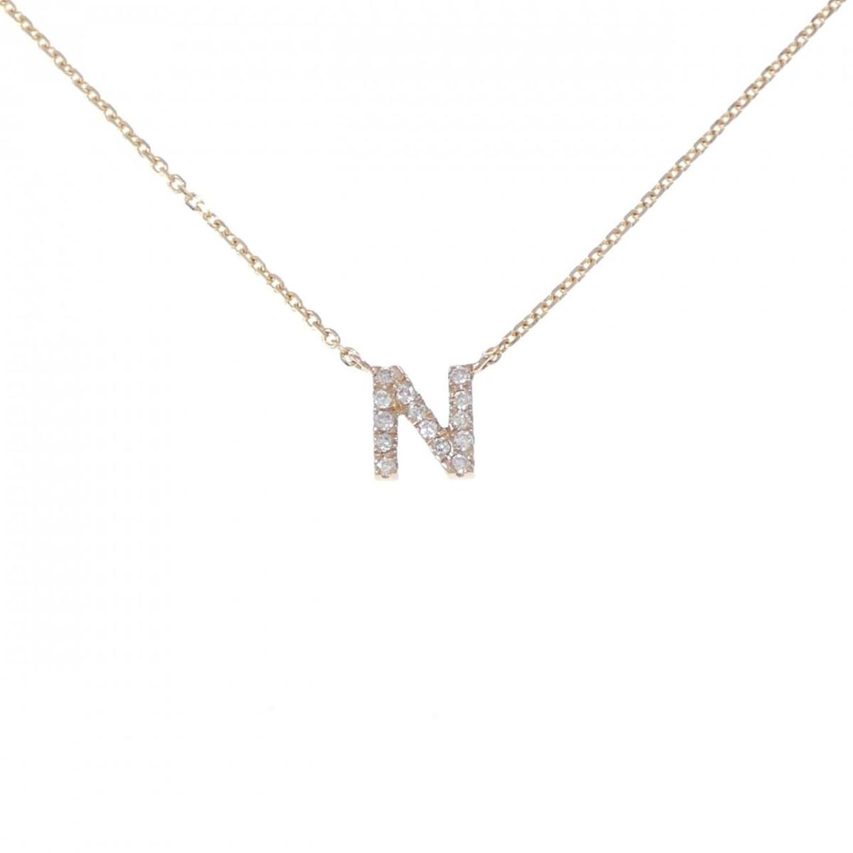 K18PG イニシャルN ダイヤモンド ネックレス 0.07CT【中古】
