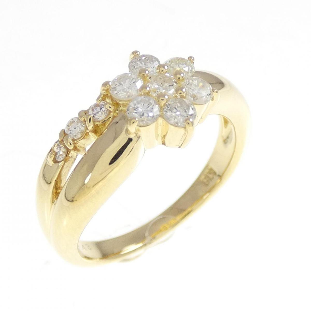 K18YG フラワー ダイヤモンド リング 0.43CT【中古】