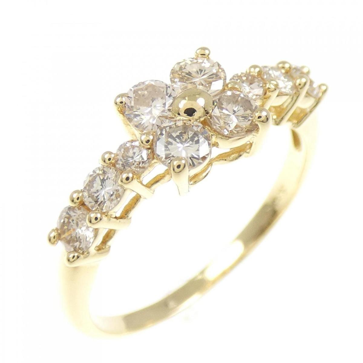 K18YG フラワー ダイヤモンド リング 0.71CT【中古】