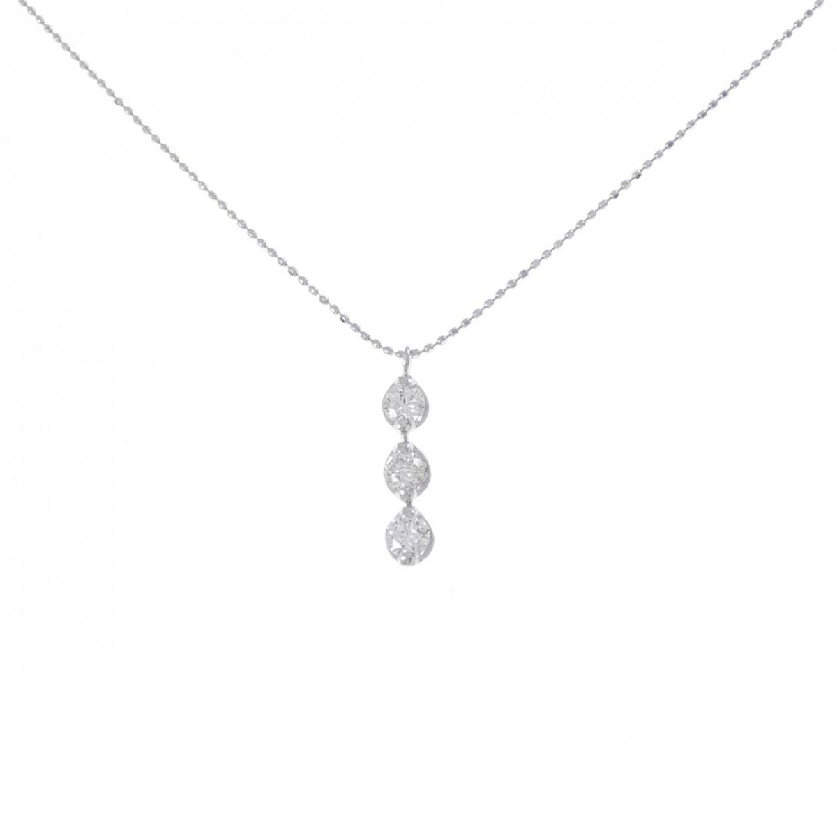 K18WG スリーストーン ダイヤモンド ネックレス 0.50CT【中古】｜KOMEHYO ONLINESTORE 店