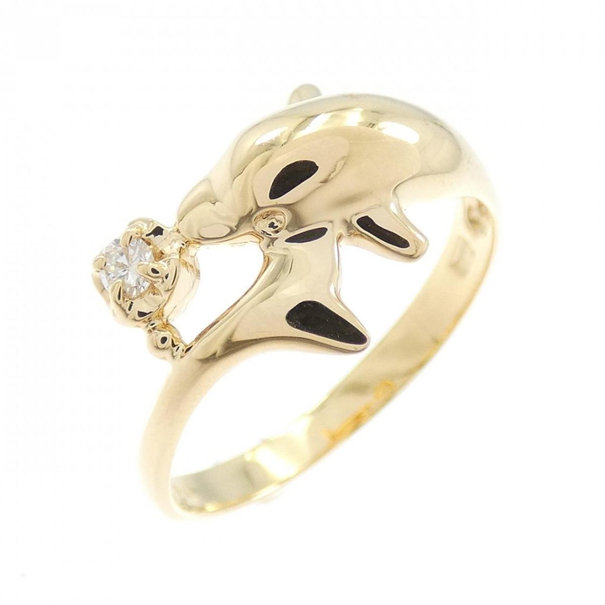 K18YG ドルフィン ダイヤモンド リング 0.04CT【中古】