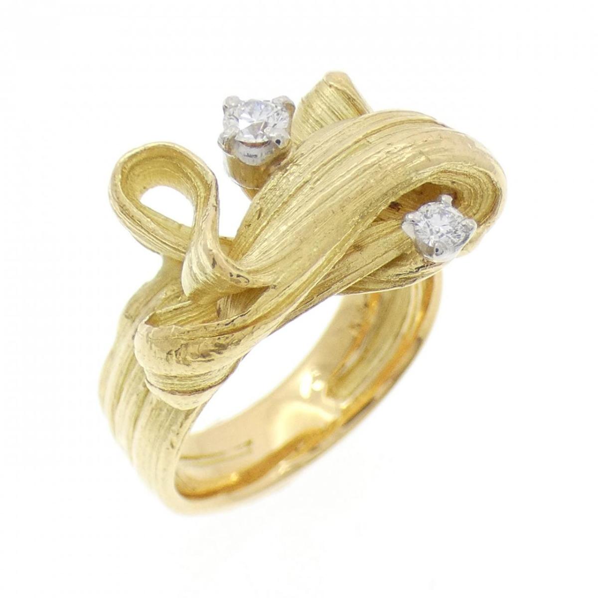 K18YG/PT900 ダイヤモンド リング 0.13CT【中古】