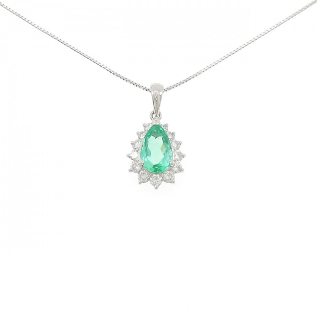PT900/PT850 エメラルド ネックレス 1.40CT【中古】