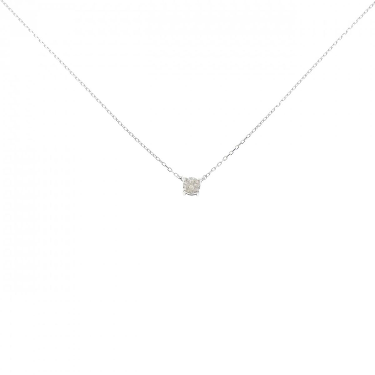 K10WG ソリティア ダイヤモンド ネックレス 0.10CT【中古】