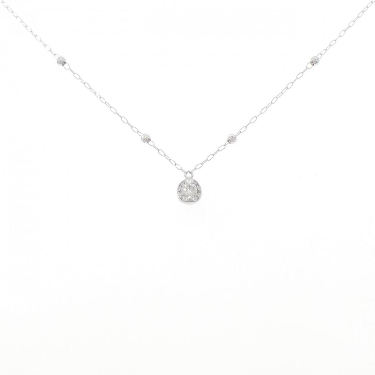 K10WG ダイヤモンド ネックレス 0.10CT【中古】