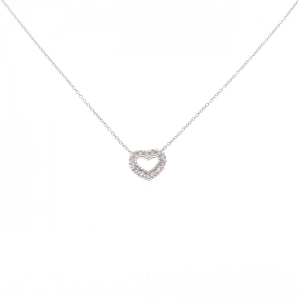 K18WG ハート ピンクダイヤモンド ネックレス 0.14CT【中古】