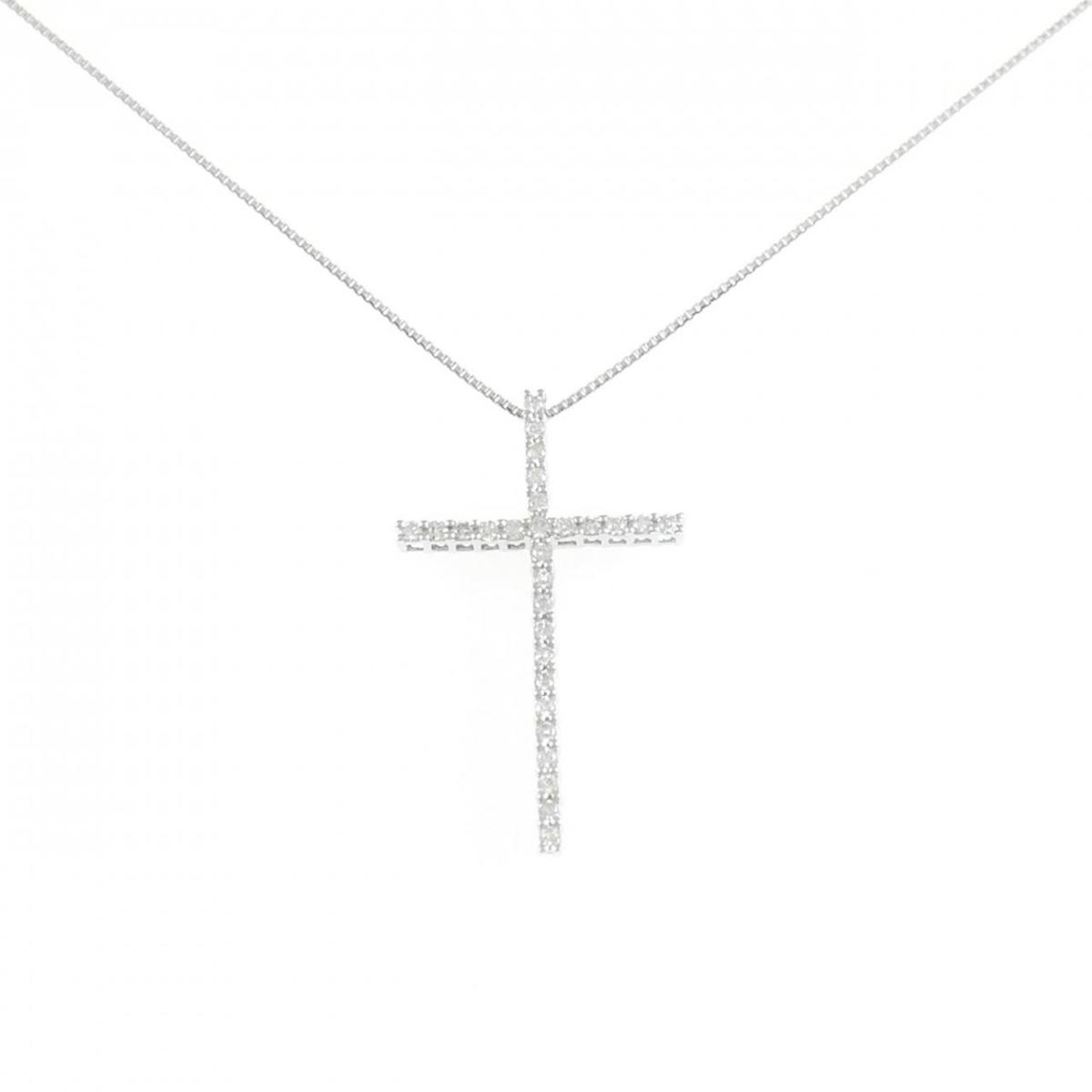 K18WG クロス ダイヤモンド ネックレス 0.20CT【中古】｜KOMEHYO ONLINESTORE 店