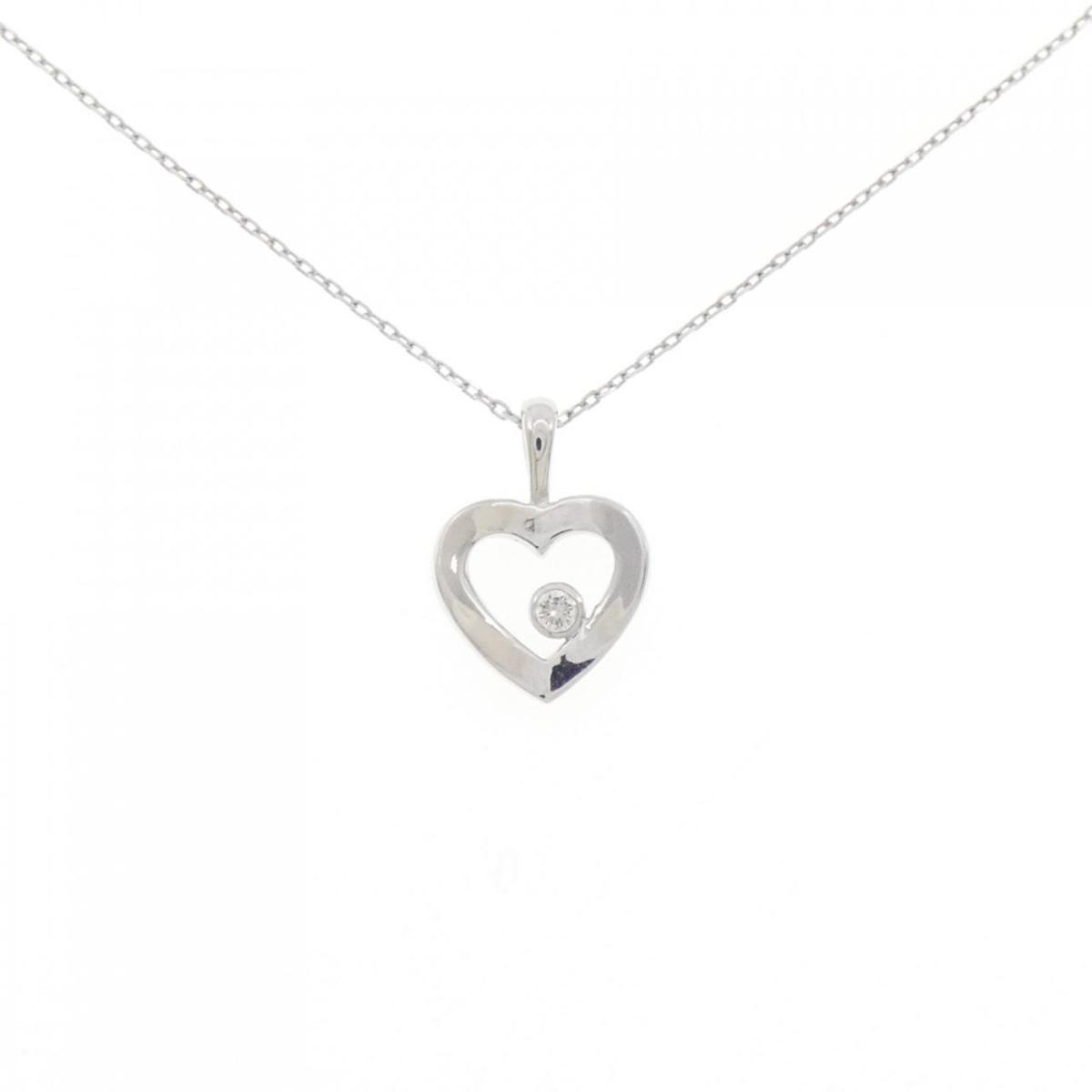 K10WG ハート ダイヤモンド ネックレス 0.07CT【中古】