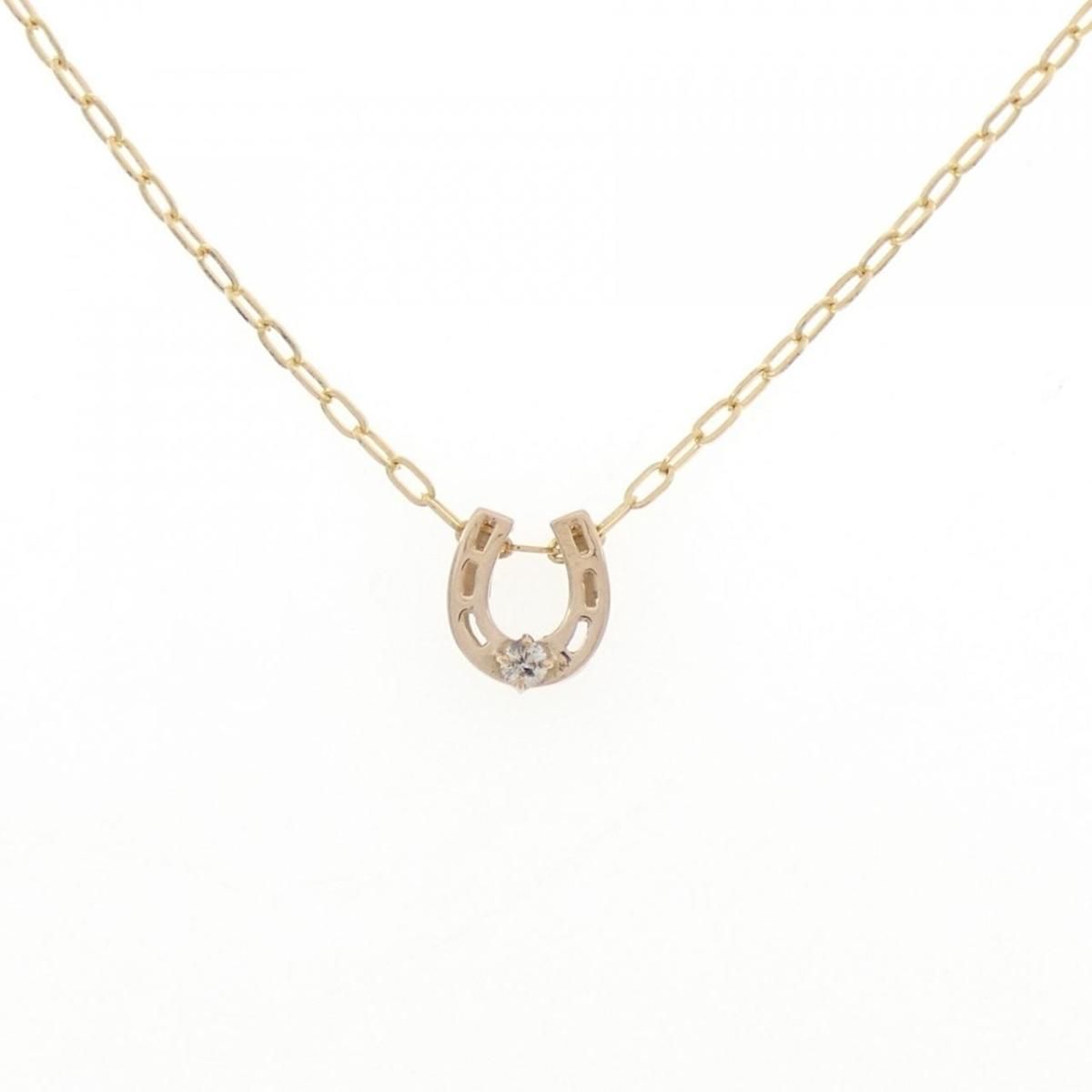K18PG/K18YG ホースシュー ダイヤモンド ネックレス 0.05CT【中古】