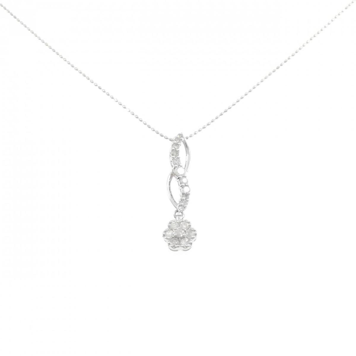 PT900/K18WG フラワー ダイヤモンド ネックレス 0.55CT【中古】｜KOMEHYO ONLINESTORE 店