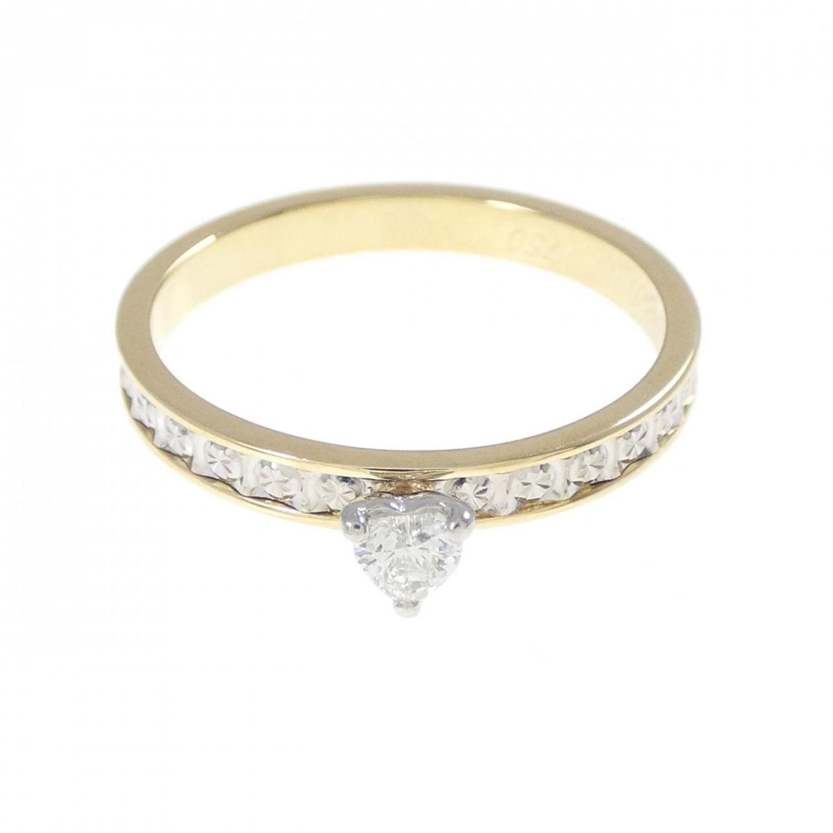 750YG/750WG ハート ダイヤモンド リング 0.11CT【中古】