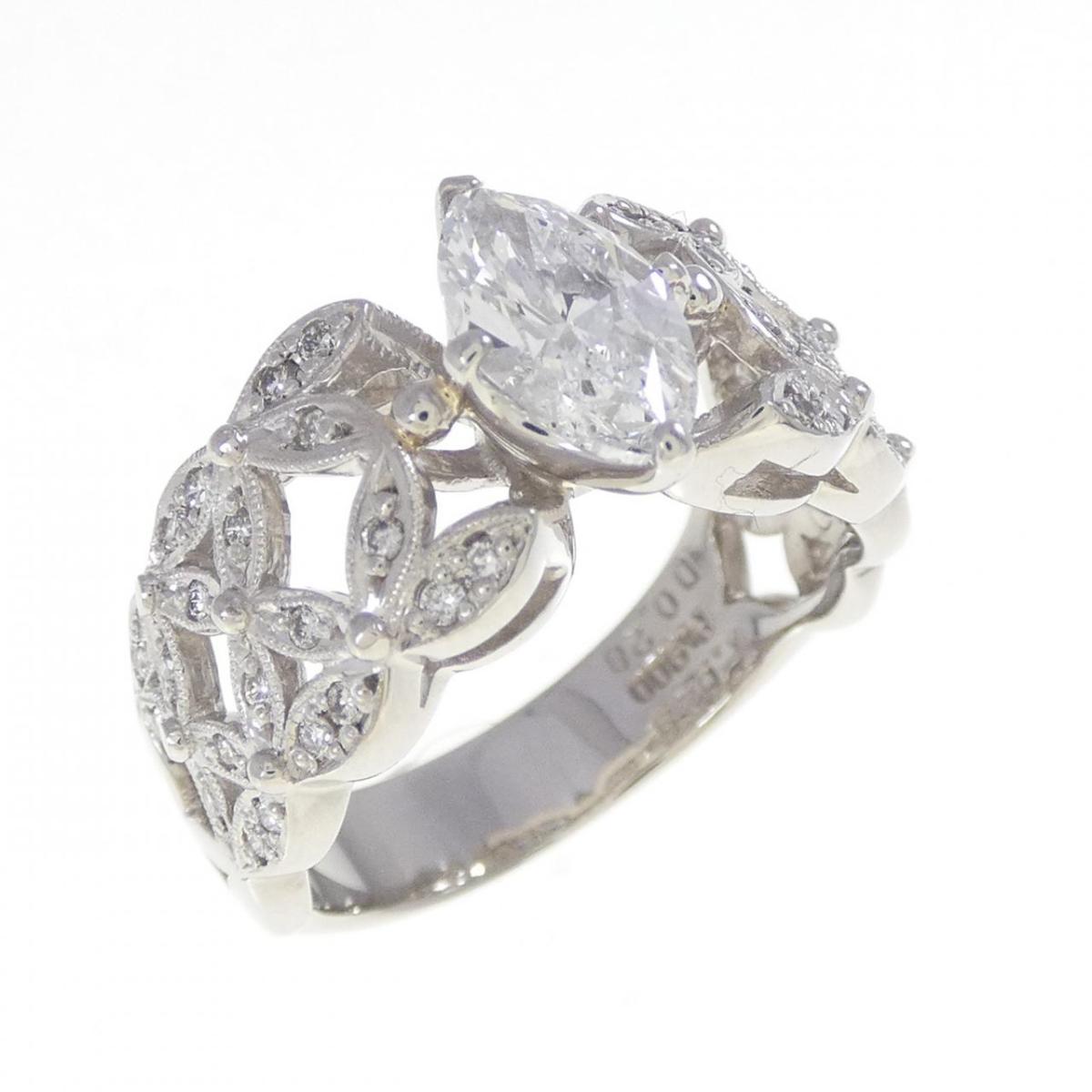 PT900 ダイヤモンド リング 1.029CT D SI2 マーキスカット【中古】
