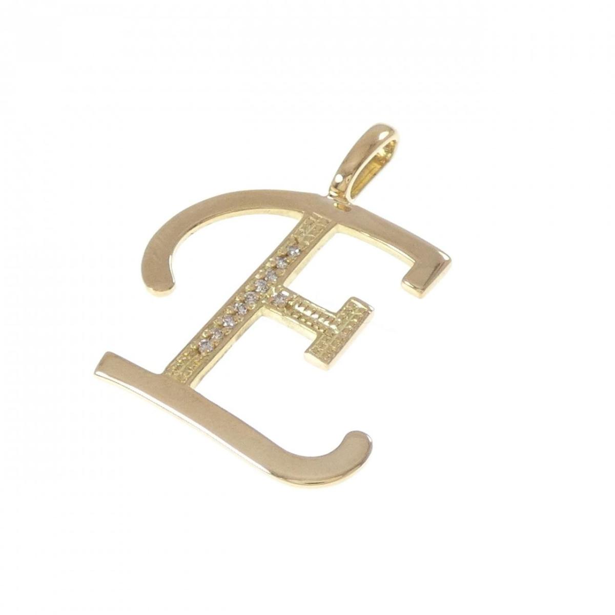 K18YG イニシャルE ダイヤモンド ペンダント 0.05CT【中古】