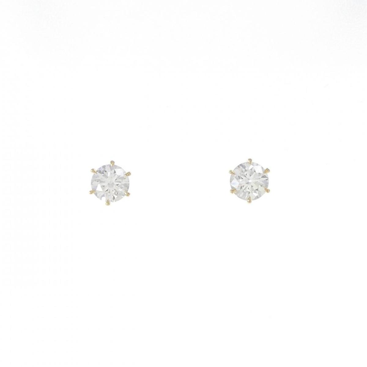【リメイク】K18YG/ST ダイヤモンド ピアス 0.309CT 0.318CT D VS2 3EXT H＆C【中古】