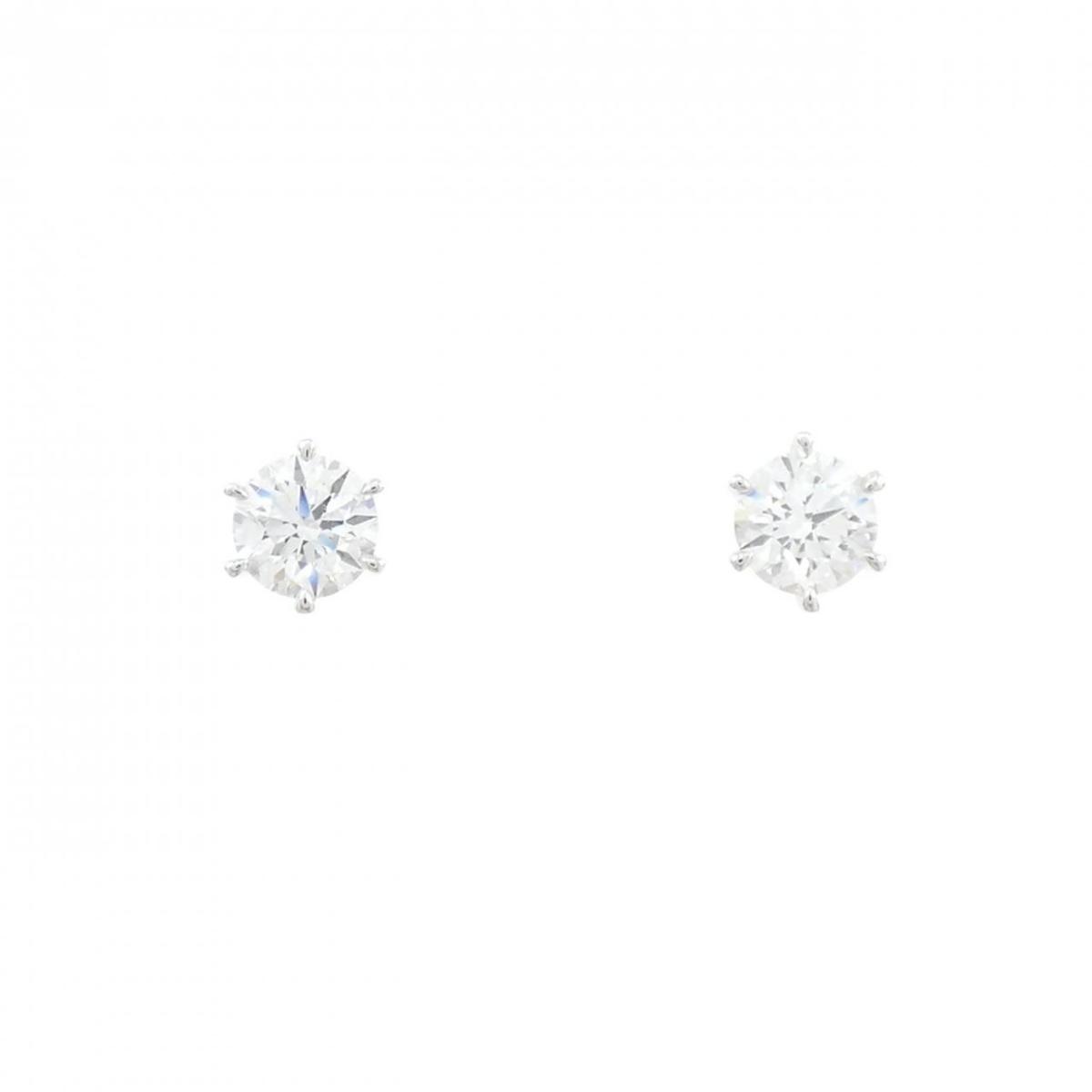 【リメイク】PT900/ST ダイヤモンド ピアス 0.326CT 0.329CT D VS2 3EXT H&C【中古】