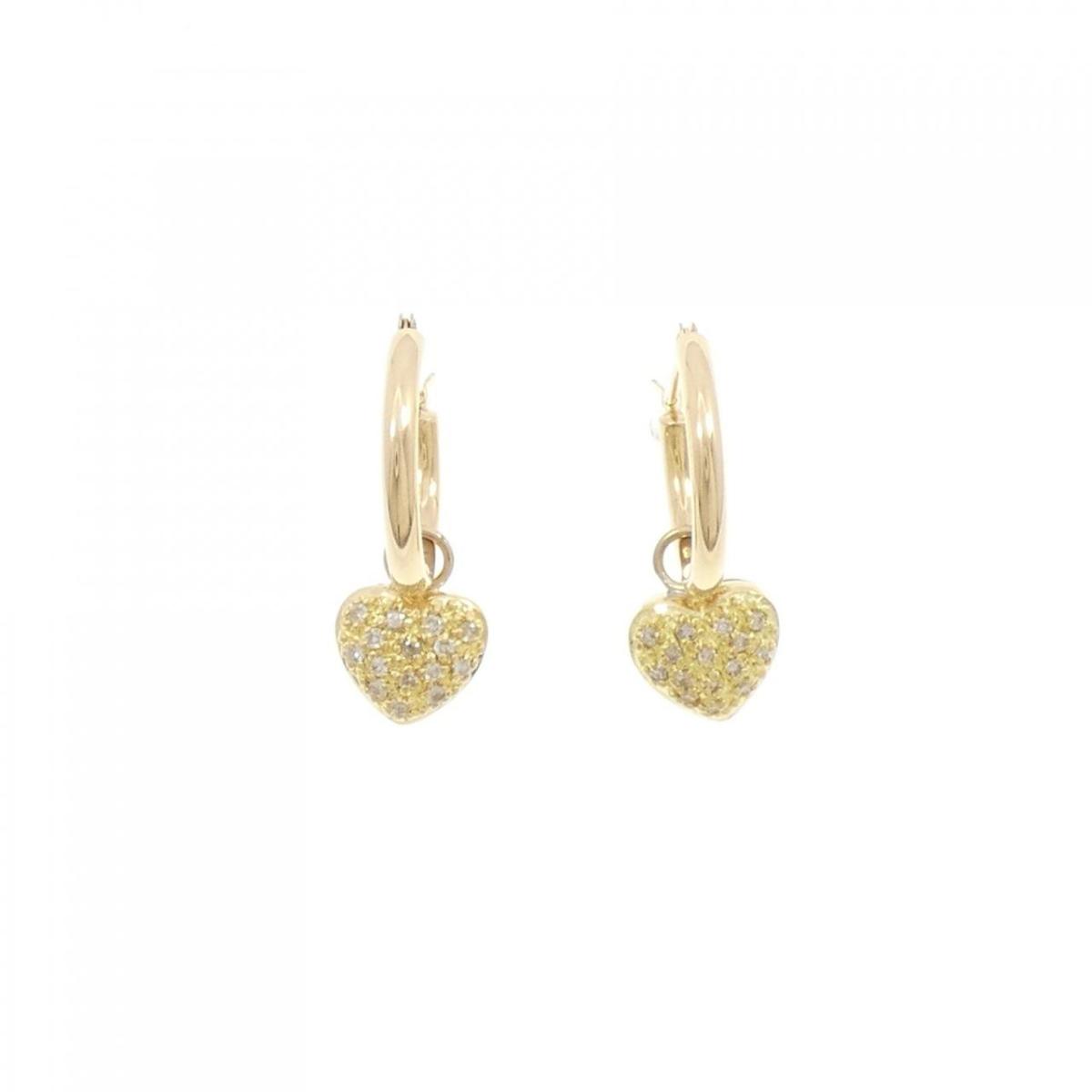 K18YG 2WAY ハート ダイヤモンド ピアス 0.20CT【中古】