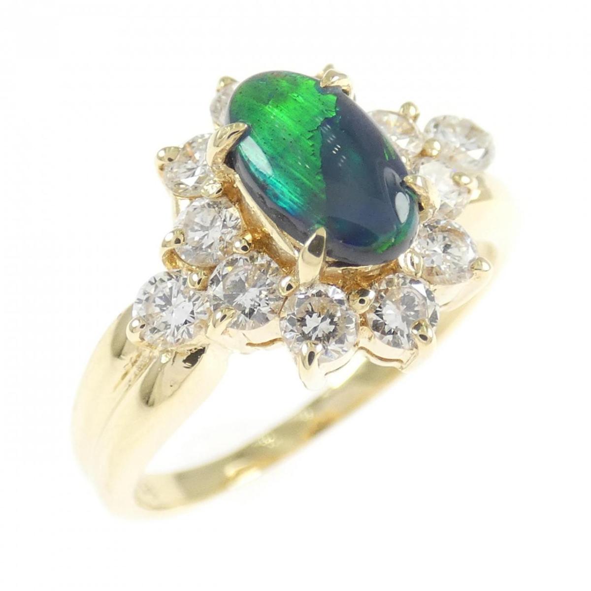 K18YG ブラックオパール リング 0.48CT【中古】