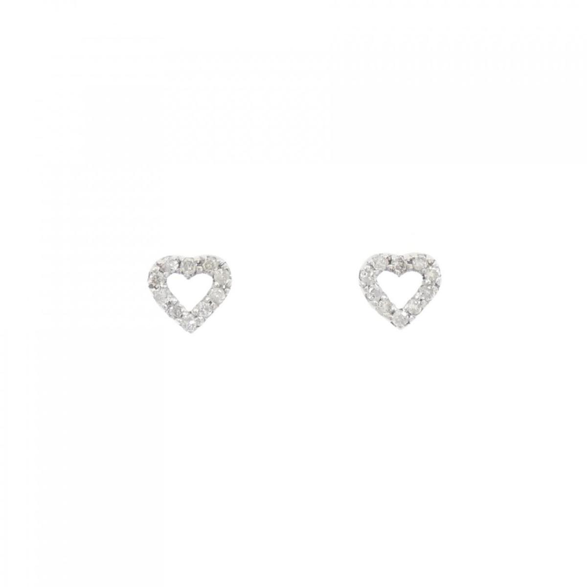 K18WG ハート ダイヤモンド ピアス 0.12CT【中古】