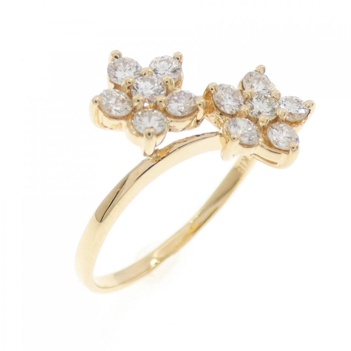 K18YG フラワー ダイヤモンド リング 0.41CT【中古】