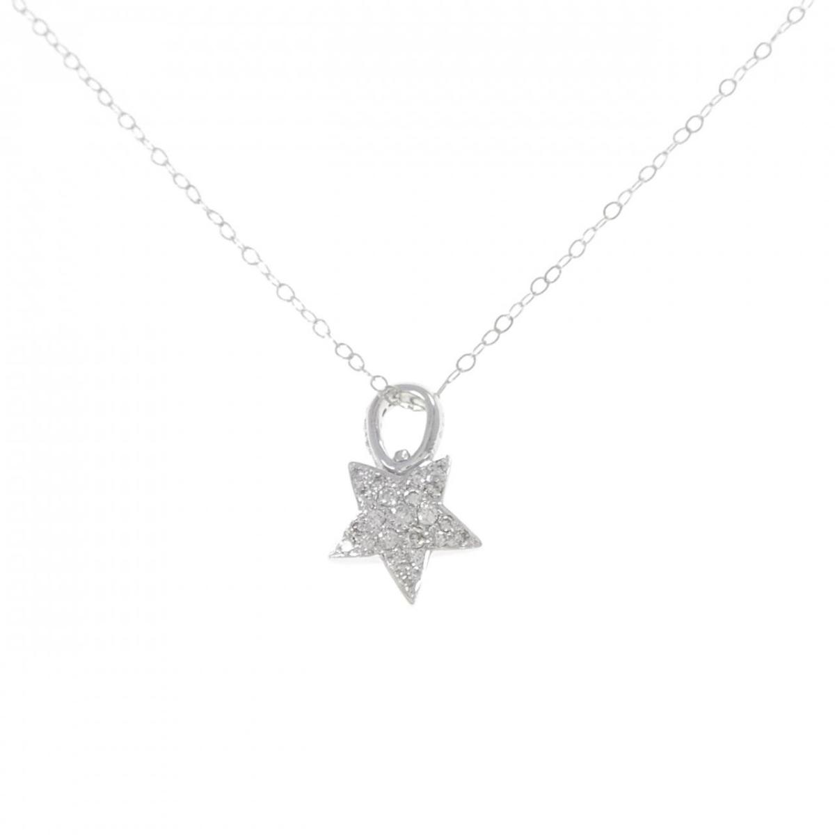 K18WG スター ダイヤモンド ネックレス 0.18CT【中古】