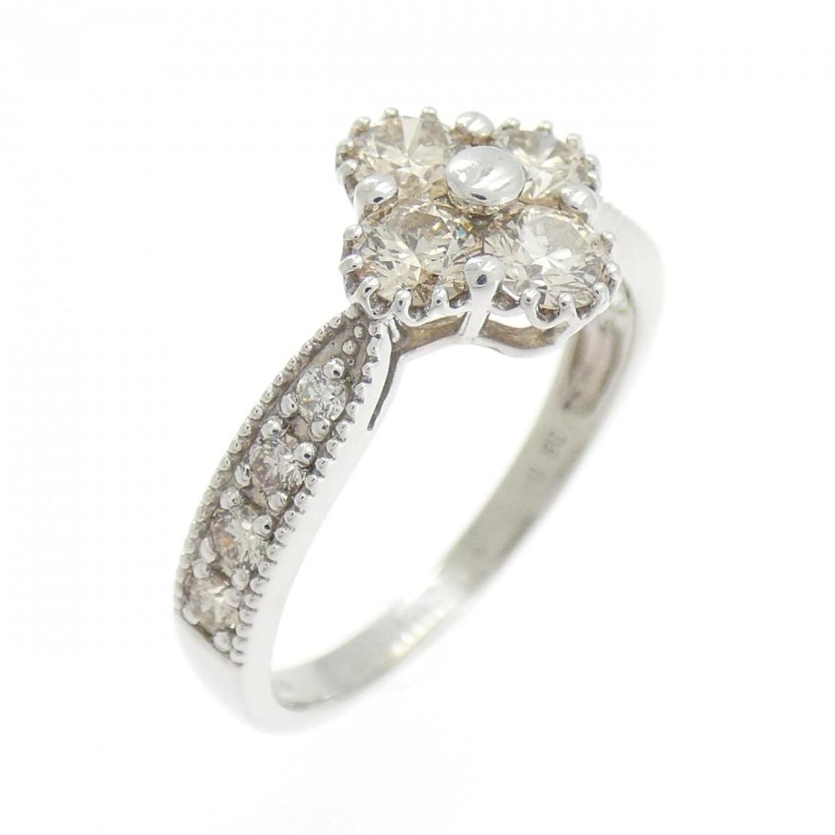 PT900 フラワー ダイヤモンド リング 0.80CT【中古】