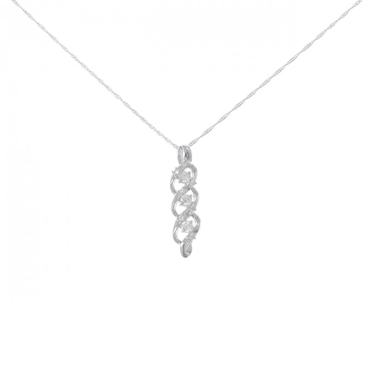 K18WG ダイヤモンド ネックレス 0.30CT【中古】