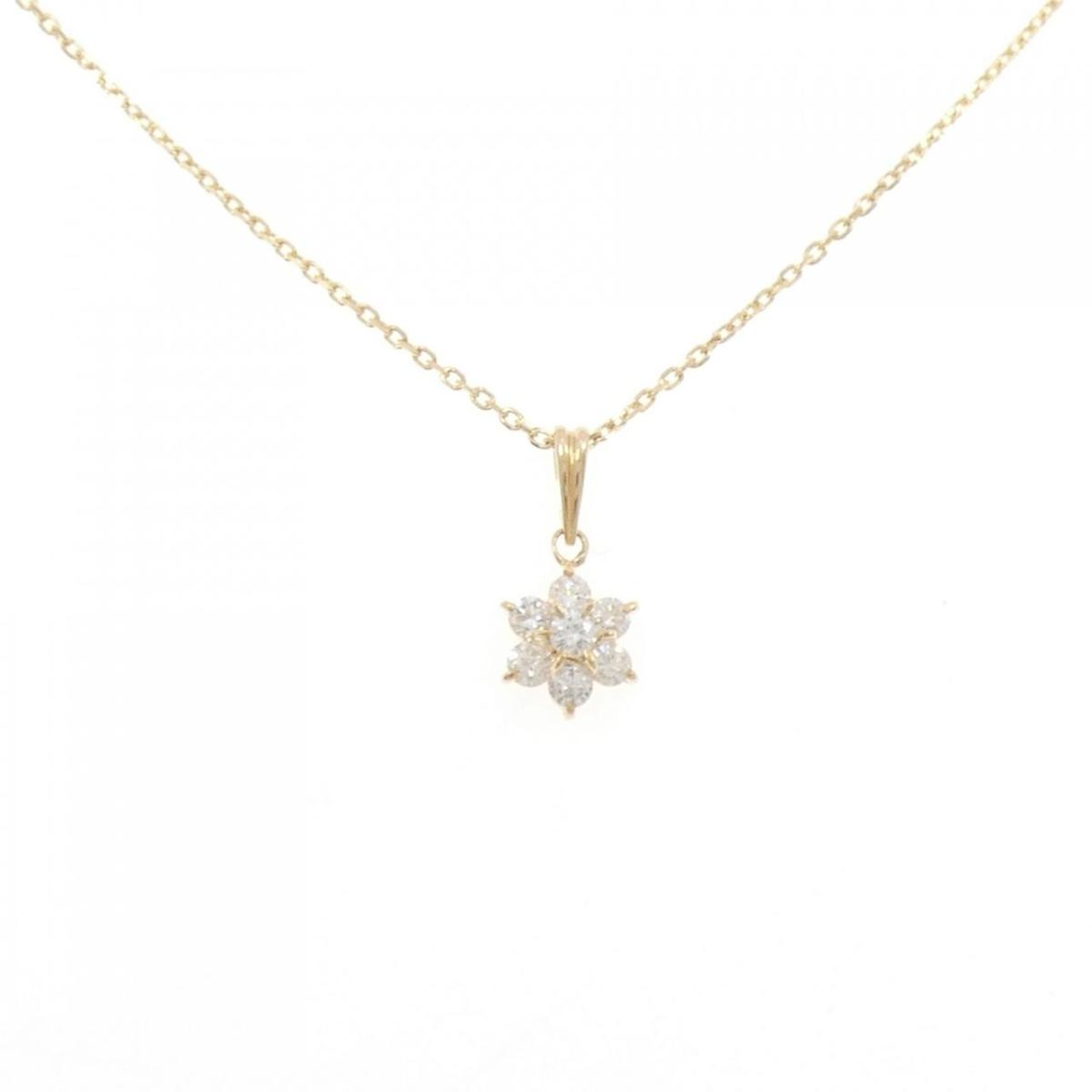 K18YG フラワー ダイヤモンド ネックレス 0.46CT【中古】