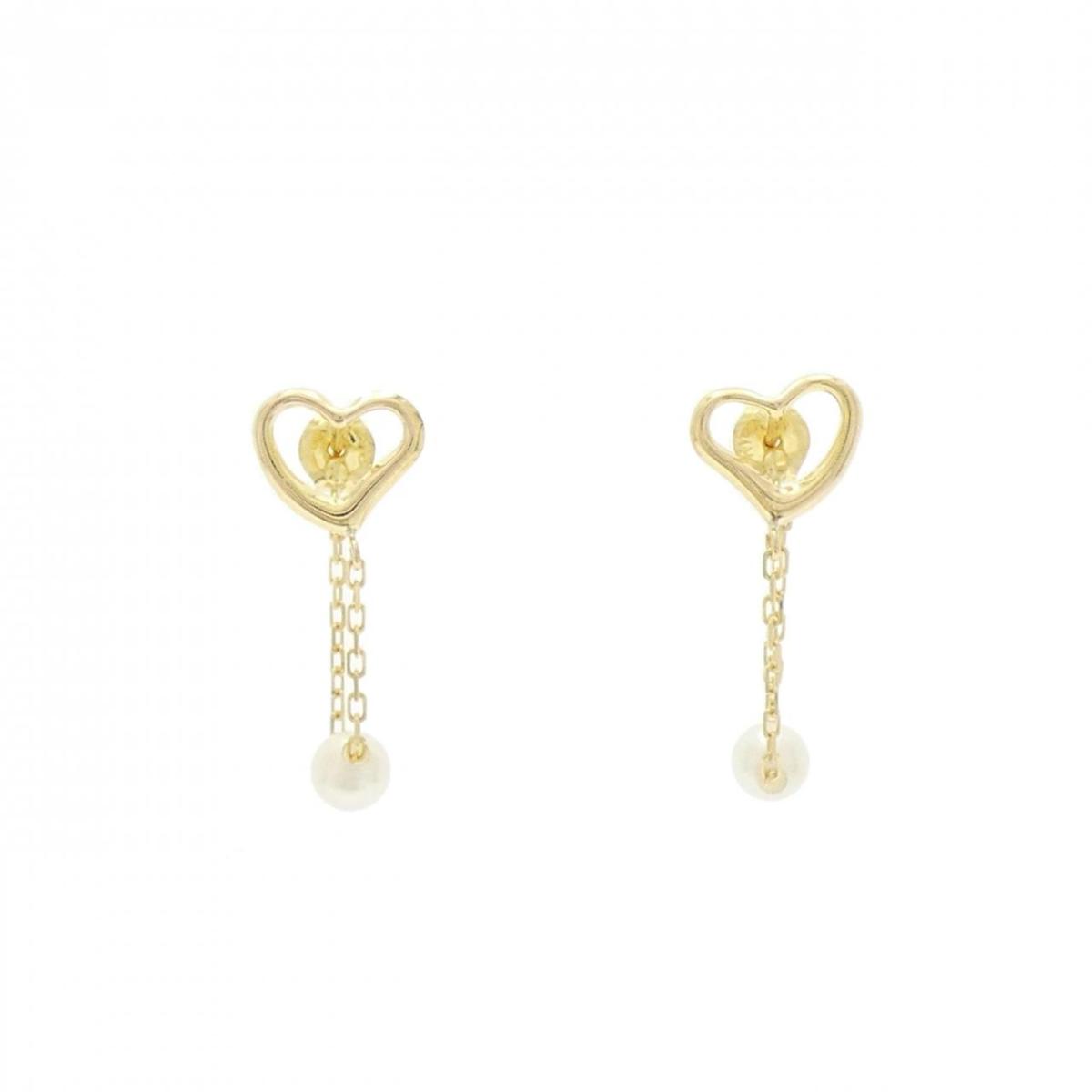 K18YG ハート アコヤパール ピアス 3.7mm【中古】
