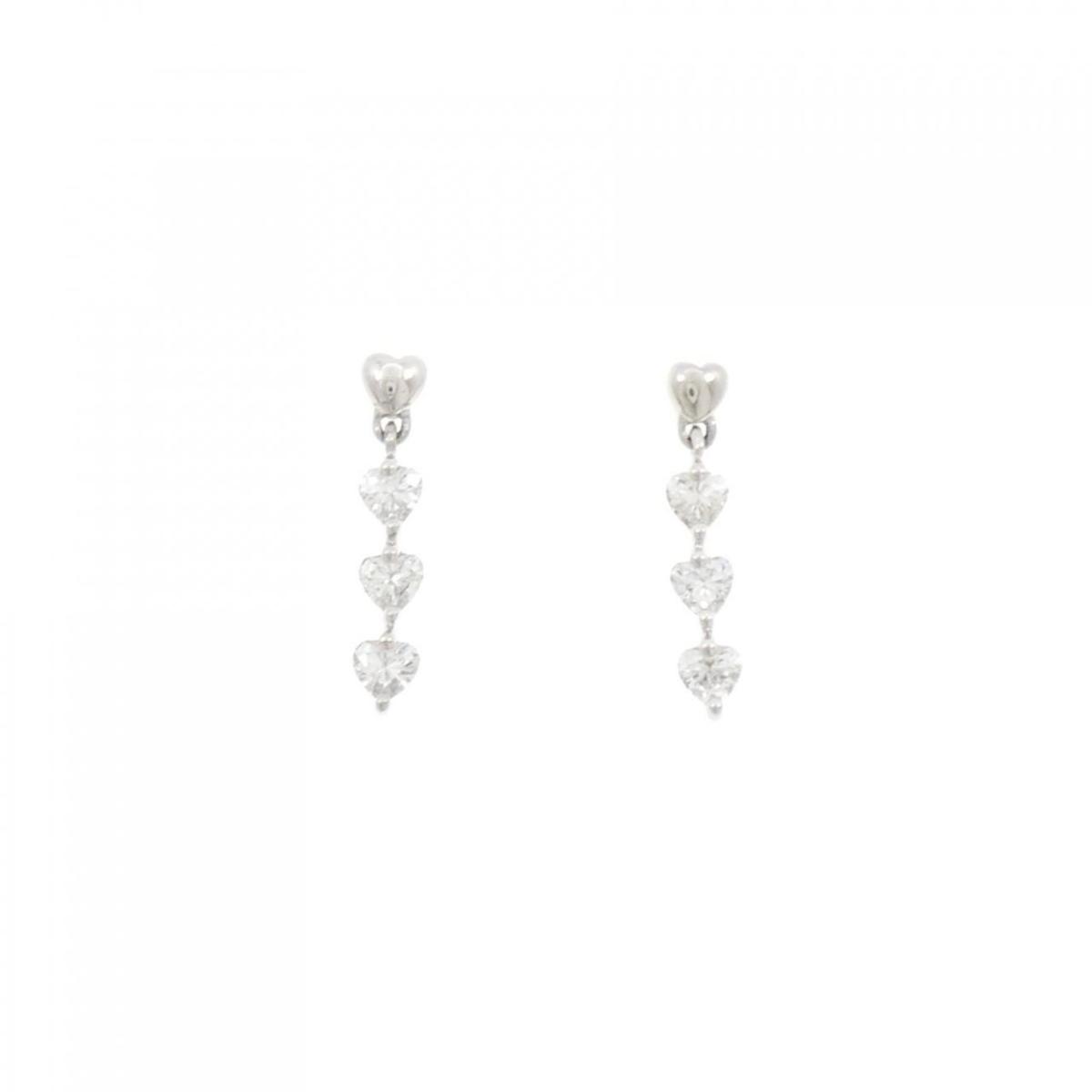 PT900 ハート ダイヤモンド ピアス 0.56CT【中古】