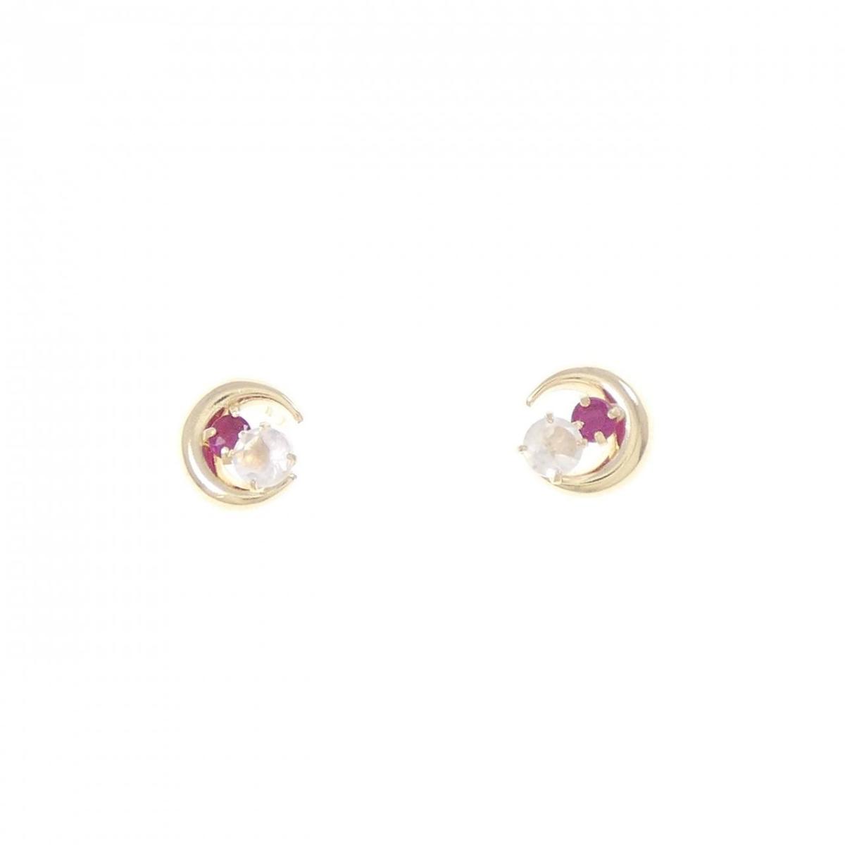 【新品】K10YG ムーン ルビー ピアス【新品】|KOMEHYO ONLINESTORE 店