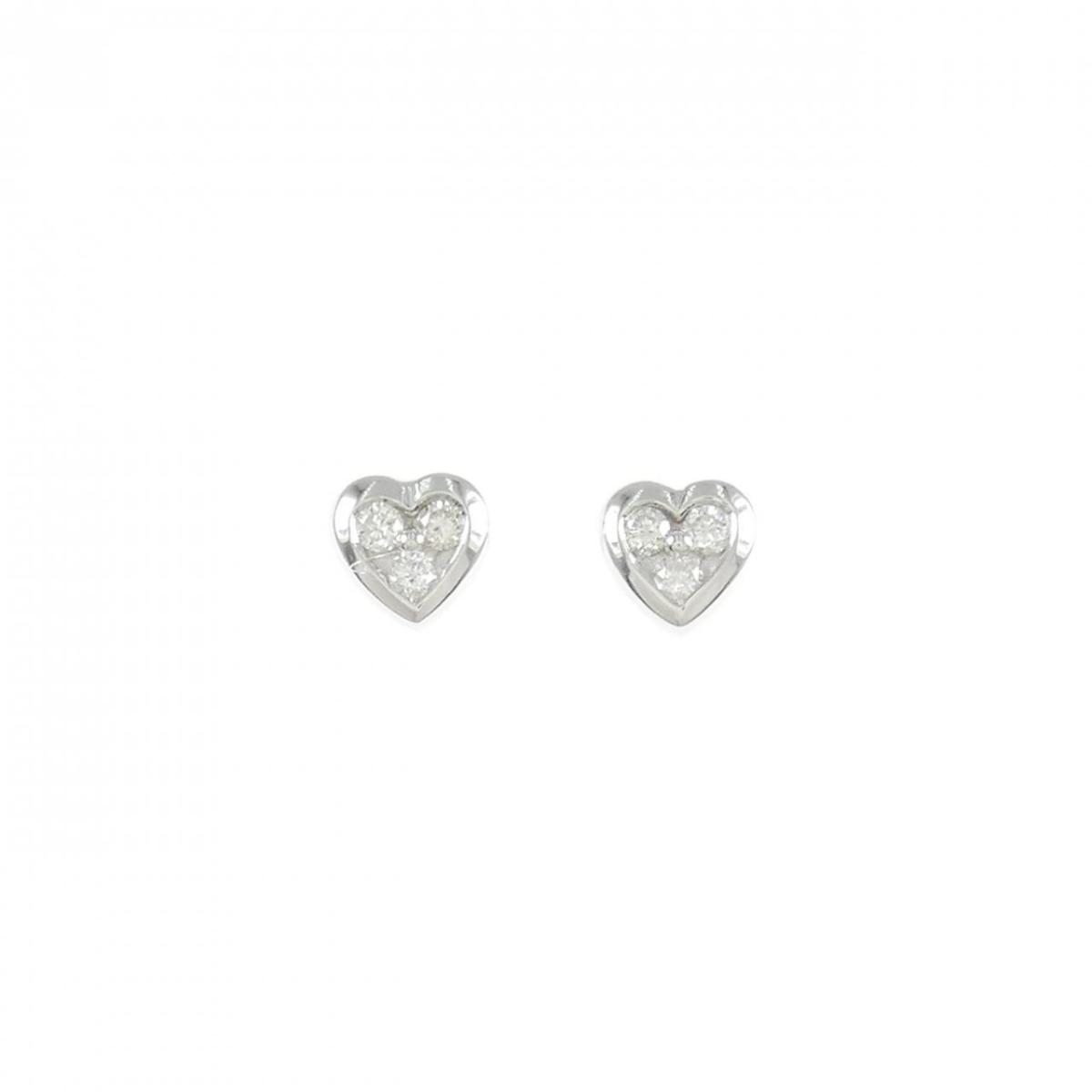 K18WG ハート ダイヤモンド ピアス 0.14CT【中古】