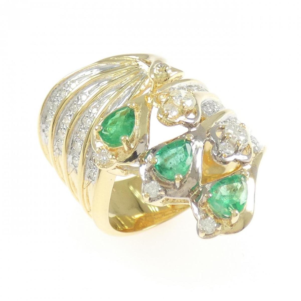 K18YG/K18WG エメラルド リング 0.89CT【中古】
