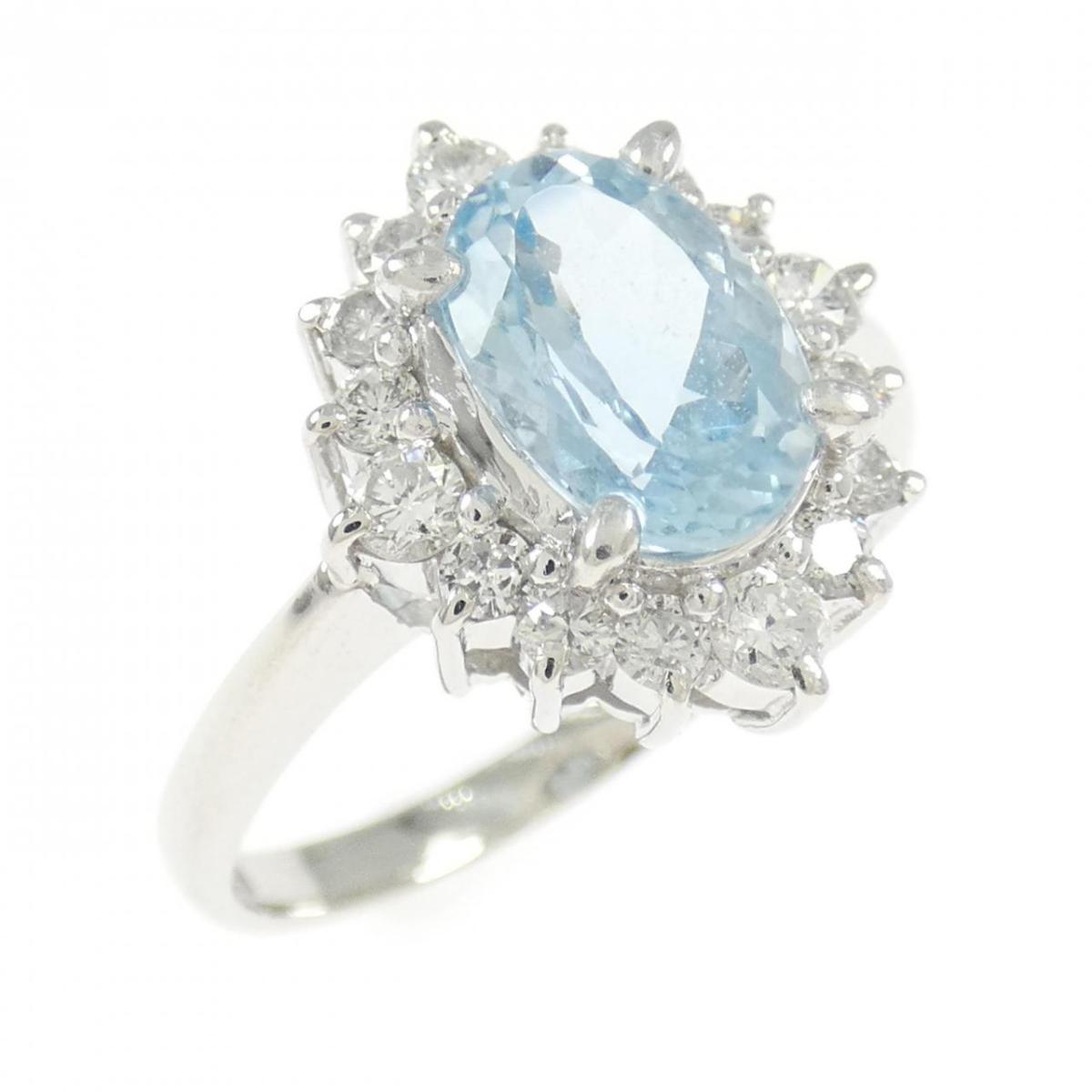 PT900 アクアマリン リング 1.41CT【中古】