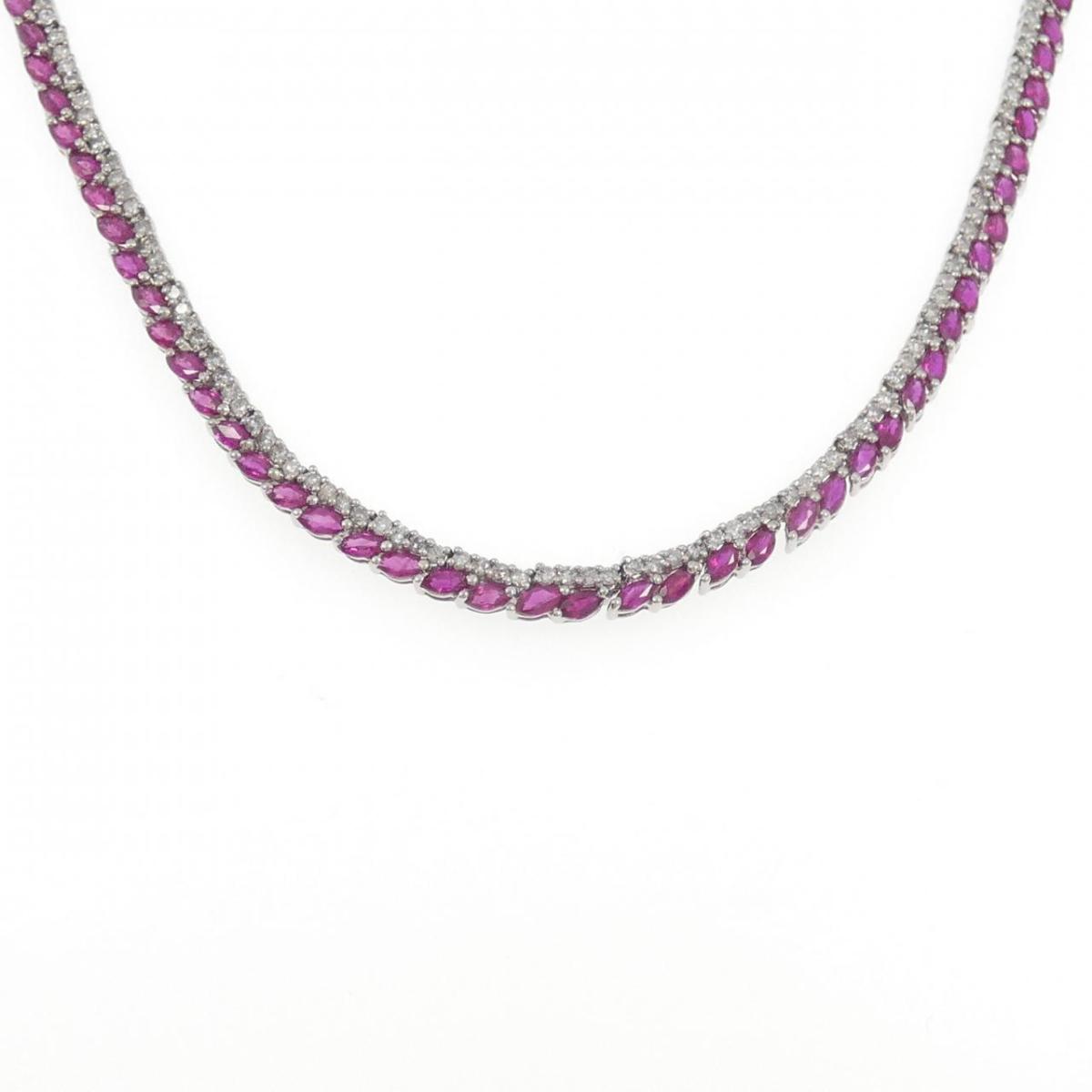 K18WG ルビー ネックレス 13.00CT【中古】